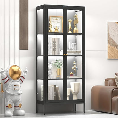 UNICOLY Display Cabinet with Glass Doors, Glass Display Cabinet with 8 Color - Image 9