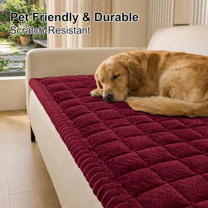 Smiry Couch Cover for Dogs, Non Slip Fuzzy Pet Sofa Arm Covers Washable | Sofa - Image 8