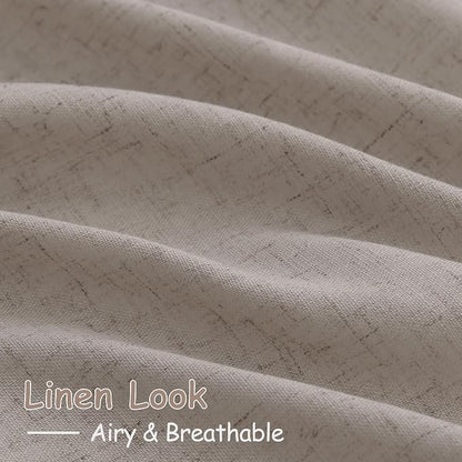 Stone Beige Linen Curtains for Living Room 120 Inches Long Light Filtering Semi - Image 4