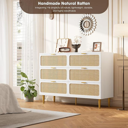 GarveeHome Rattan 6 Drawer Dressers - Image 7