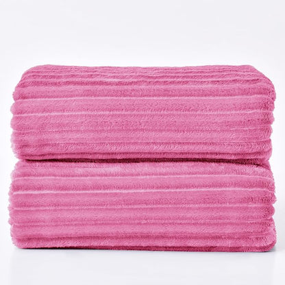 BEDELITE 3D Ribbed Jacquard Hot Pink King Size Blanket - Image 9