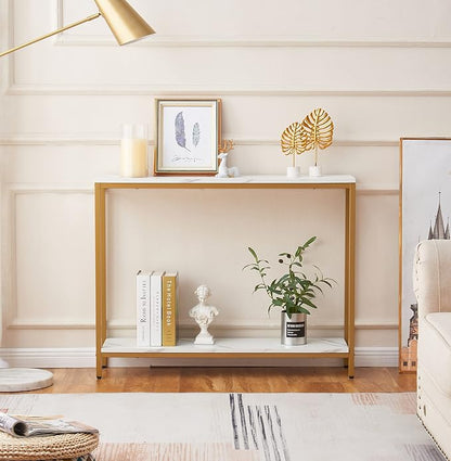 loglus Console Table for Entryway, Faux Marble MDF Indoors Sofa Table - Image 3