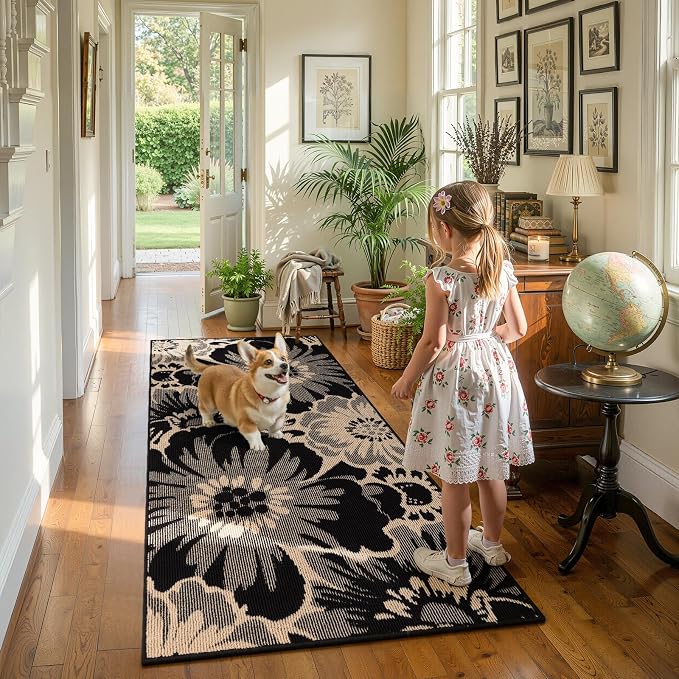 Findosom Hallway Runner Rug 3x6, Non Slip High-Low Textured Floral Washable - Image 3
