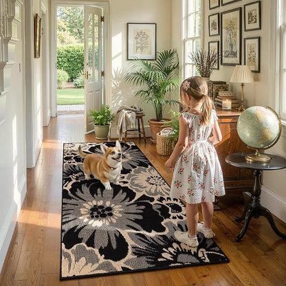 Findosom Hallway Runner Rug 3x6, Non Slip High-Low Textured Floral Washable - Image 3