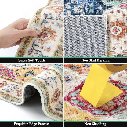 HEBE Hallway Runner Rug 2'8''x8', Washable Non Slip Kitchen Rug Runner | Soft - Image 3