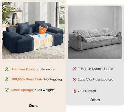 83.5" Boneless Loveseat with 2 Ottoman, Cloud Comfy Sofa Bed, Modular Sofa - Image 5