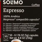 Amazon Brand - Solimo Espresso Capsules, Medium Roast, Compatible with Original Brewers, Pack of 1x50 Capsule (50 count)