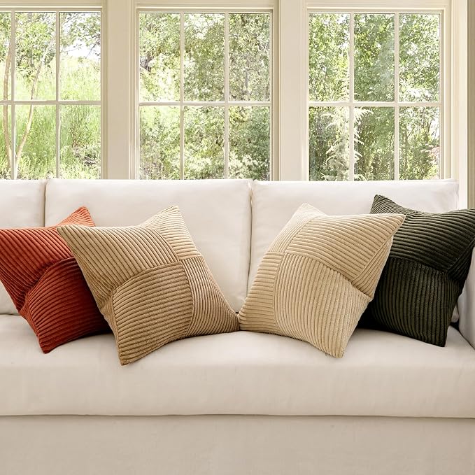 MIULEE Rust-Olive Green Decorative Throw Pillow Covers 20x20 Inch Set of 4 Boho - Image 2