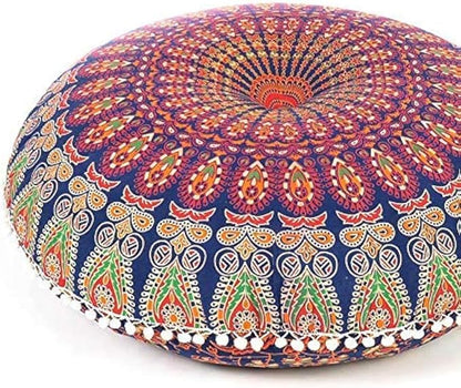 Mandala Floor Pillow Cover Meditation Cushion Seating Throw Hippie Round by EyesofIndia