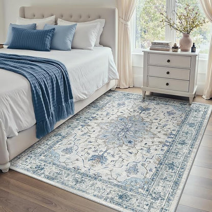 RELEANY Washable Area Rug, Water Repellent, Pet Friendly, Vintage Floral Boho - Image 2