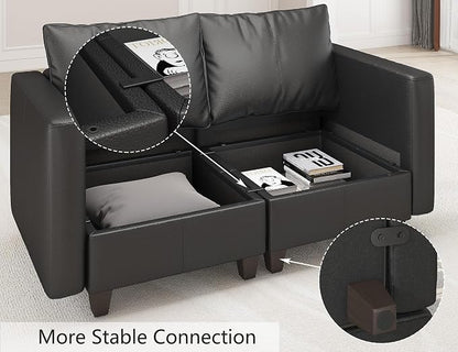 EASE MOOSE Armrest Module for Modular Sectional Sofa, Faux Leather Side - Image 7