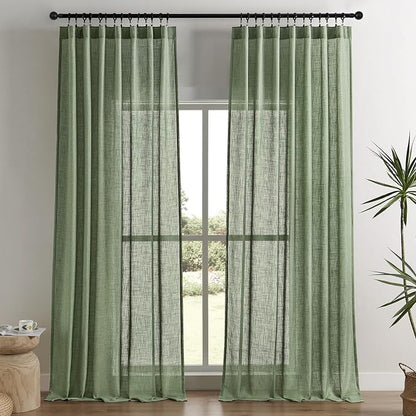 Joydeco Linen Curtains 96 Inch Length 2 Panel Sets, Light Filtering Curtains by JOYDECO