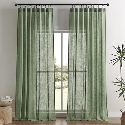 Joydeco Linen Curtains 72 Inch Length 2 Panel Sets, Light Filtering Curtains by JOYDECO