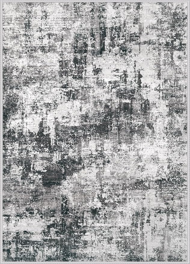 5x7 Area Rugs Washable Rug: Abstract Neutral Rugs Modern Non Slip Area Rug - Image 8