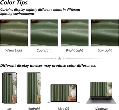 Olive Green 100% Blackout Curtains 72 Inch Length 2 Panels Set - Image 7