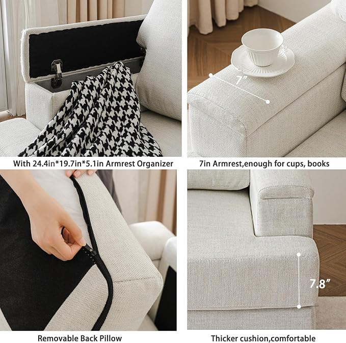 Oversized Accent Chair with Armrest Organizer, Comfy Living Room Chairs with - Image 8
