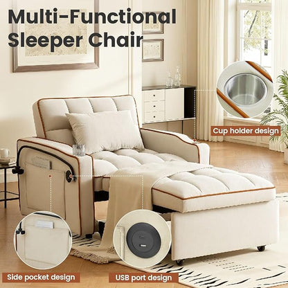 Convertible Sleeper Chair, Chairs Bed Sleepers - Image 3