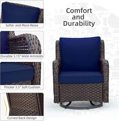 Towallmark Outdoor Swivel Wicker Glider Patio Chairs - Image 4