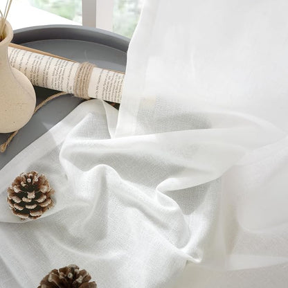 YoungsTex White Linen Curtains 40 Inches Length - Image 4