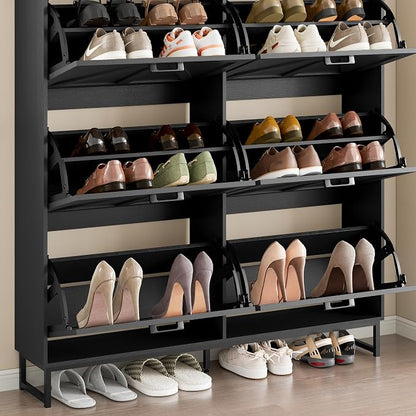 BORNOON Shoe Cabinet with 6 Flip Drawers Narrow Shoe Storage Cabinet Organizer - Image 6
