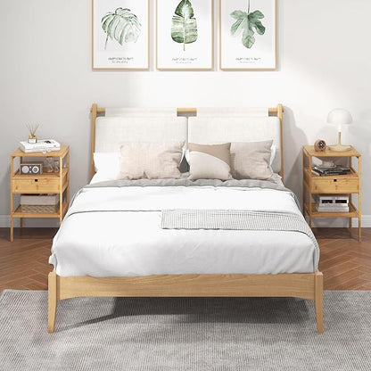 Giantex Bamboo Nightstands Set of 2, Wood Side Tables - Image 4
