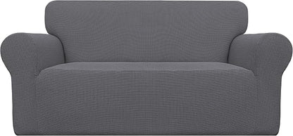 Easy-Going Stretch Loveseat Couch Covers Washable Grey | 1-Piece Loveseat Covers by Easy-Going