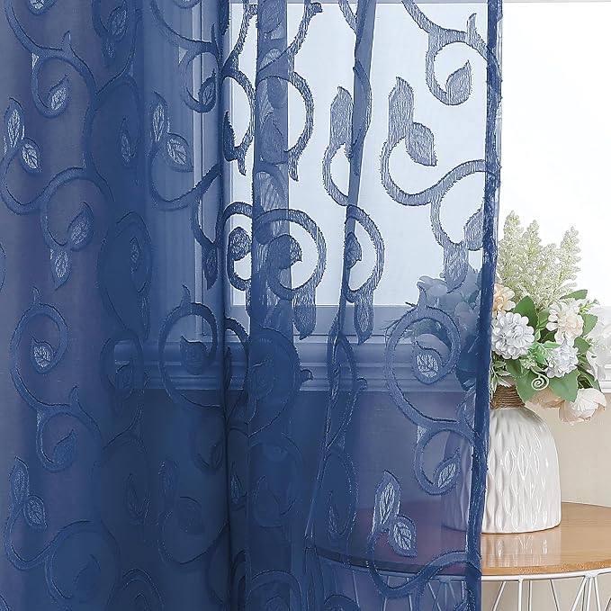 Furman Blue Sheer Curtains 54 Inch Length 2 Panels Set - Image 6