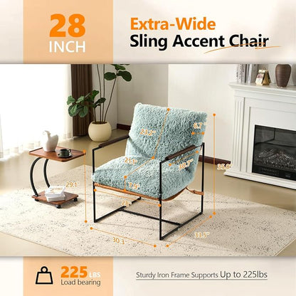 VINGLI 28" Wide Plush Upholstery Sling Modern Accent Chairs Set of 2, Reading - Image 2