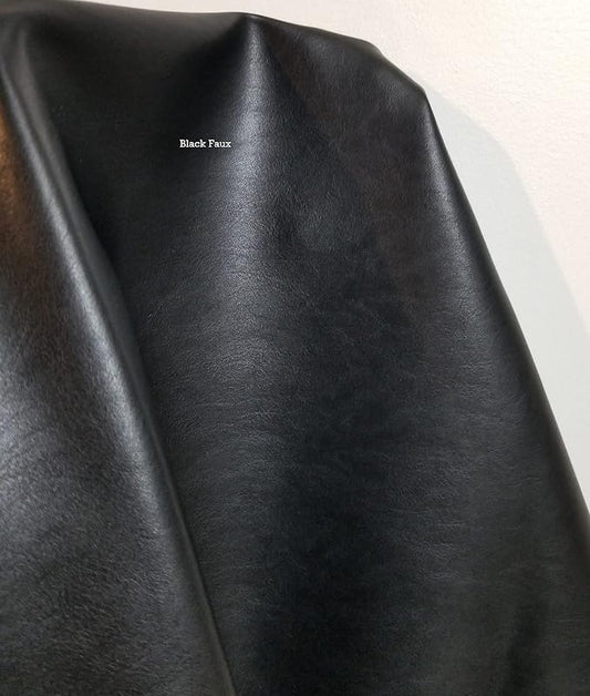 Black Soft Faux Leather Fabric PU Leather by The Yard Synthetic Pleather 0.9 mm by NATLeathers