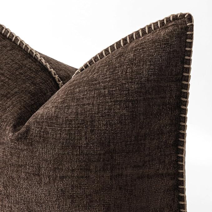 MIULEE Decorative Couch Throw Pillow Covers 20x20 Inch Dark Brown 2 Pack | - Image 2