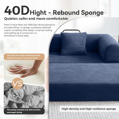Convertible Sofa Bed with Corduroy Pillow, Comfy Floor Sofa Bed Compressed Sofa - Image 7