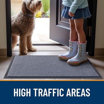 OLANLY 2-Pack Front Door Mats 35x23, Waterproof Heavy-Duty Doormats | Ash Grey - Image 7