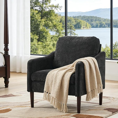 Mid Century Modern Accent Chair, Chenille Fabric Armchair - Image 8