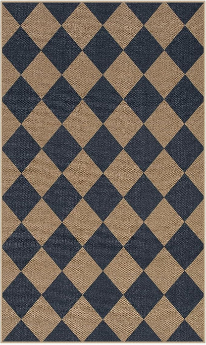 Lahome Checkered Easy Jute 3x5 Outdoor Rug, Washable Rugs - Image 7