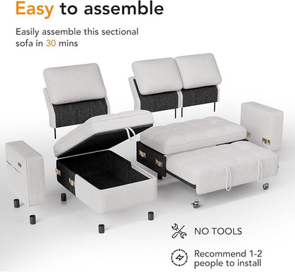 Vipbear 81" Sectional Sleeper Sofa - Image 4