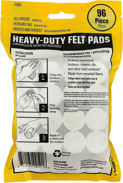 Smart Surface 8825 Heavy Duty Self Adhesive Furniture Felt Pads 1-Inch Round - Image 2