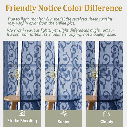Furman Cafe Curtains 24 Inch Length 2 Panels Set, Elegant Geometric Jacquard - Image 9