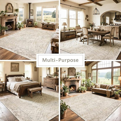 8x10 Washable Area Rugs for Living Room, Dining Room- Morocco Camel | Boho - Image 5