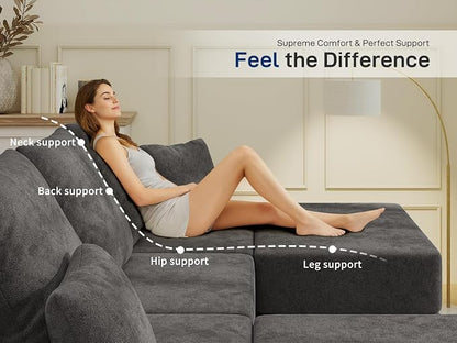 Living&Giving 101" U-Shaped Cloud Sectional Couch - Image 4