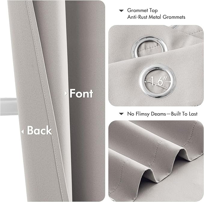 MIULEE Blackout Curtains for Bedroom 2 Panels 40 x 63 Inch Long Cobblestone | - Image 4