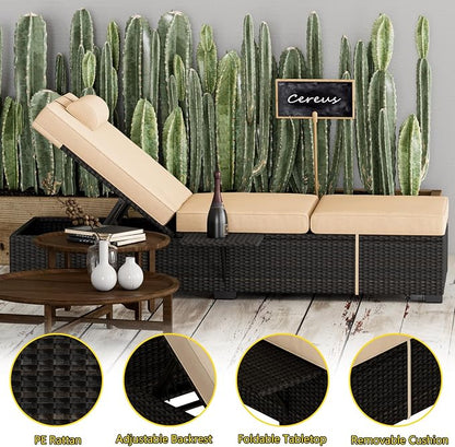 GAOMON Chaise Lounge Chairs Set of 2, Outdoor PE Rattan Chaise Lounge Chair - Image 7
