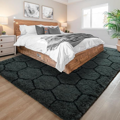 Noahas 4x6 Dark Grey Fluffy Soft Area Rug Non-Slip - Image 6