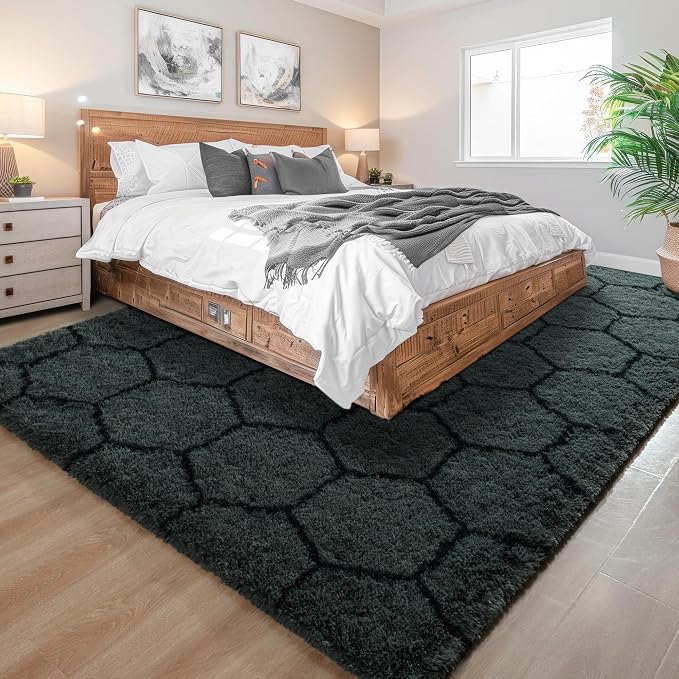 Noahas 5x7 Dark Grey Fluffy Soft Area Rug Non-Slip - Image 8