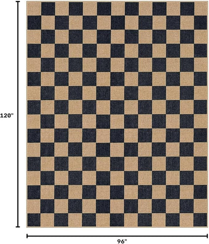 Lahome Checkered Easy Jute Living Room Rug, 8x10 Outdoor Rugs Washable | - Image 2