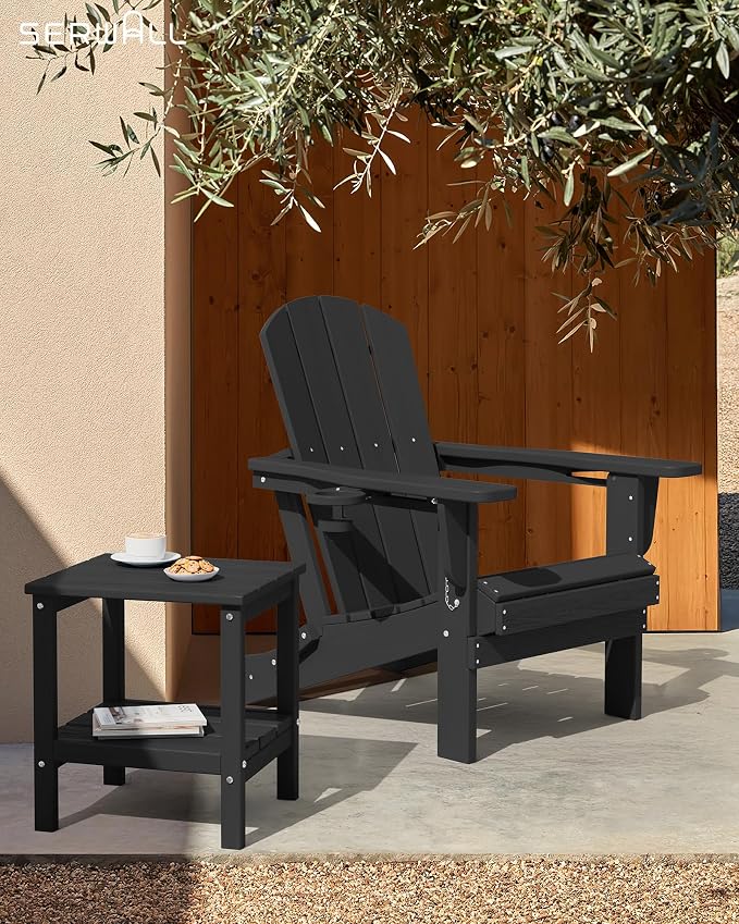 SERWALL 2-Tier HDPE Outdoor Side Table, Weatherproof Rectangular Adirondack - Image 7