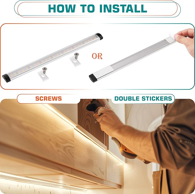 Single Under Cabinet LED Light Bar 12", Curio Collection Bookshelf Display - Image 3