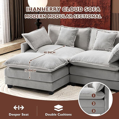 Ihanherry 77" L Shaped Modern Sofa Modular Sectional Cloud Couch - Image 3