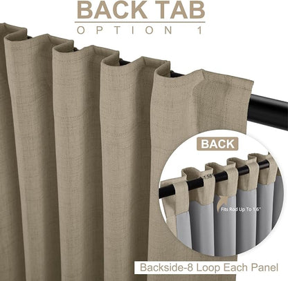 Faux Linen Total Blackout Sliding Door Curtains 90 Inches Long, Plaza Taupe | - Image 3