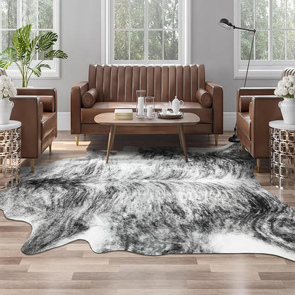 8x10 Faux Cowhide Area Rug for Living Room Animal Skin Rug, Cool Western by AROGANAREARUG