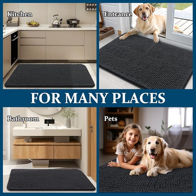 OLANLY Dog Door Mat for Muddy Paws 70x24, Super Absorbent Chenille Mud Mat | - Image 8